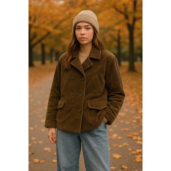 J. Crew Olive Green Double Breasted Long Corduroy Barn Jacket Size Small - Picture 1 of 7